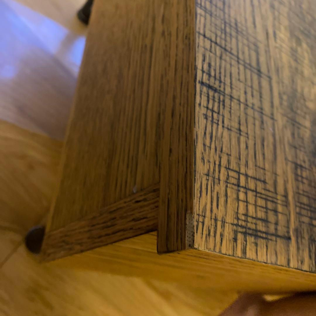 木目調 昇降式テーブル 引き出し付き