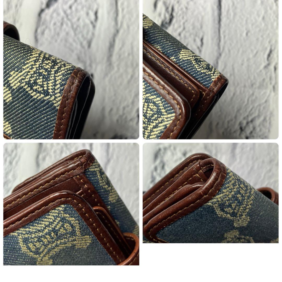 美品✨セリーヌ パリマカダム デニムキャンバス レザー トリオンフ 三つ折り財布