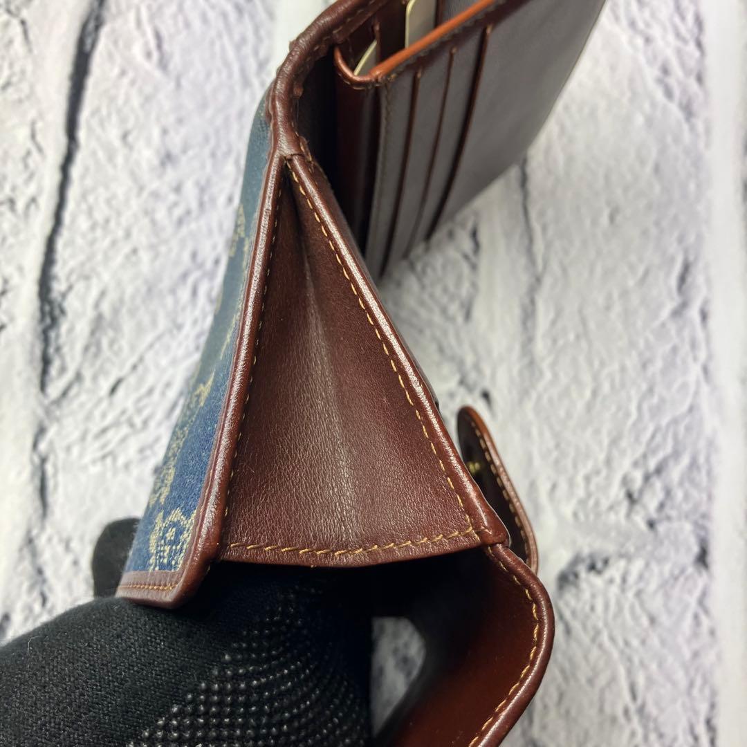 美品✨セリーヌ パリマカダム デニムキャンバス レザー トリオンフ 三つ折り財布