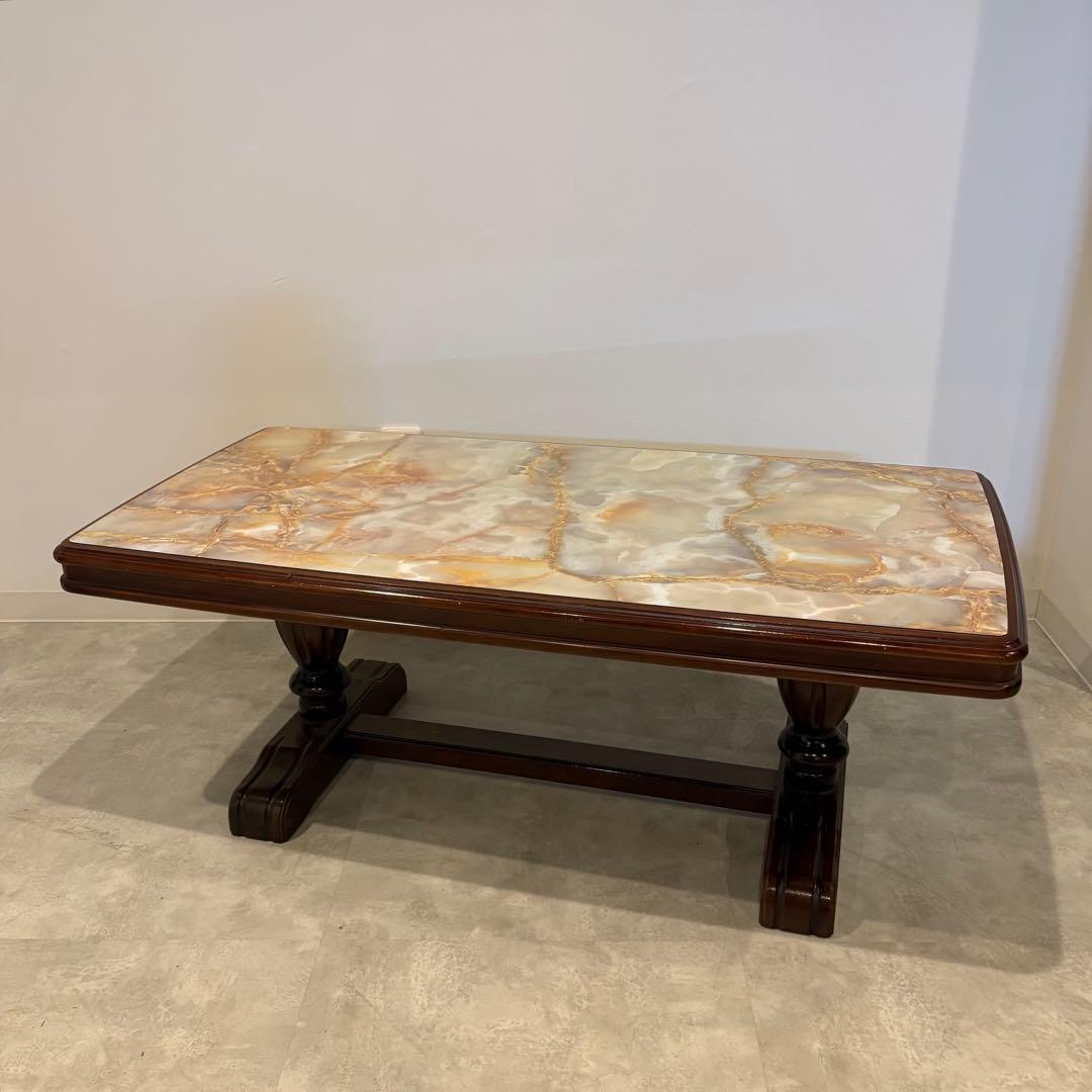 ローテーブル　センターテーブル　リビングテーブル　大理石柄　大きめ