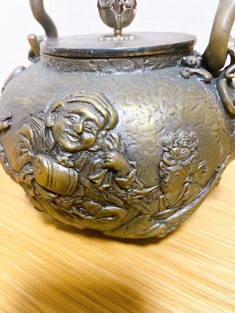 亀文堂 鉄瓶 須賀月芳作 七福神 急須 茶道具 工芸品