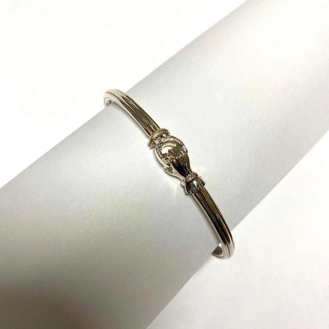 agete シルバーバングル　SV ダイヤモンド　シルバー　装飾　デザイン　彫刻