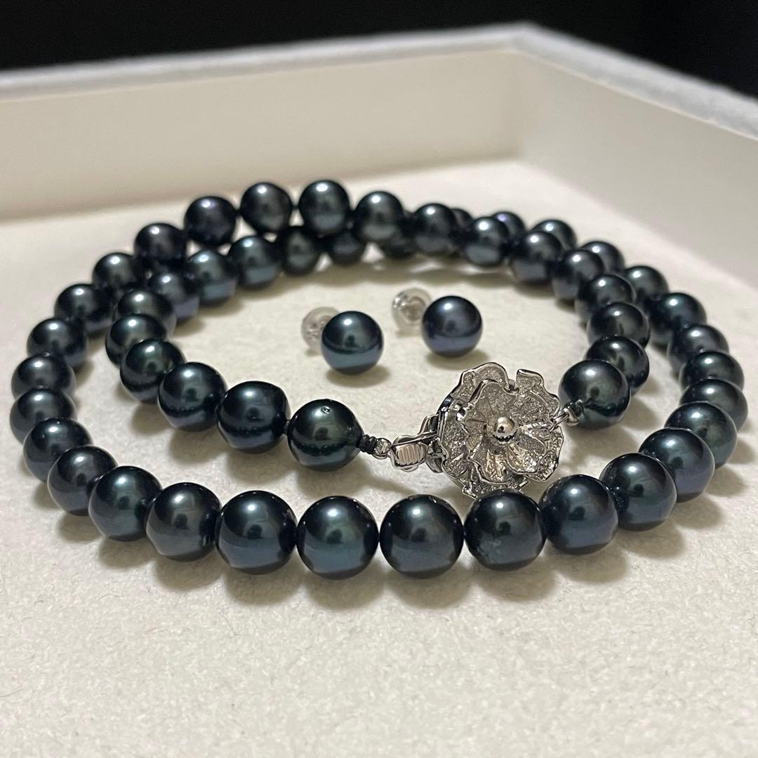 ケース付き専用【K14WG✨美品】 あこや本真珠 ネックレス ピアス 7.5-8