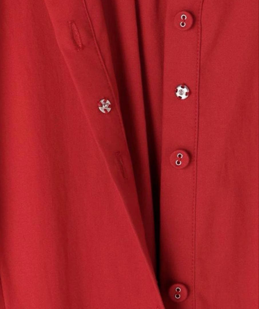 JENNEオードリールックエアリーワンピース長袖Sレッド定価27500