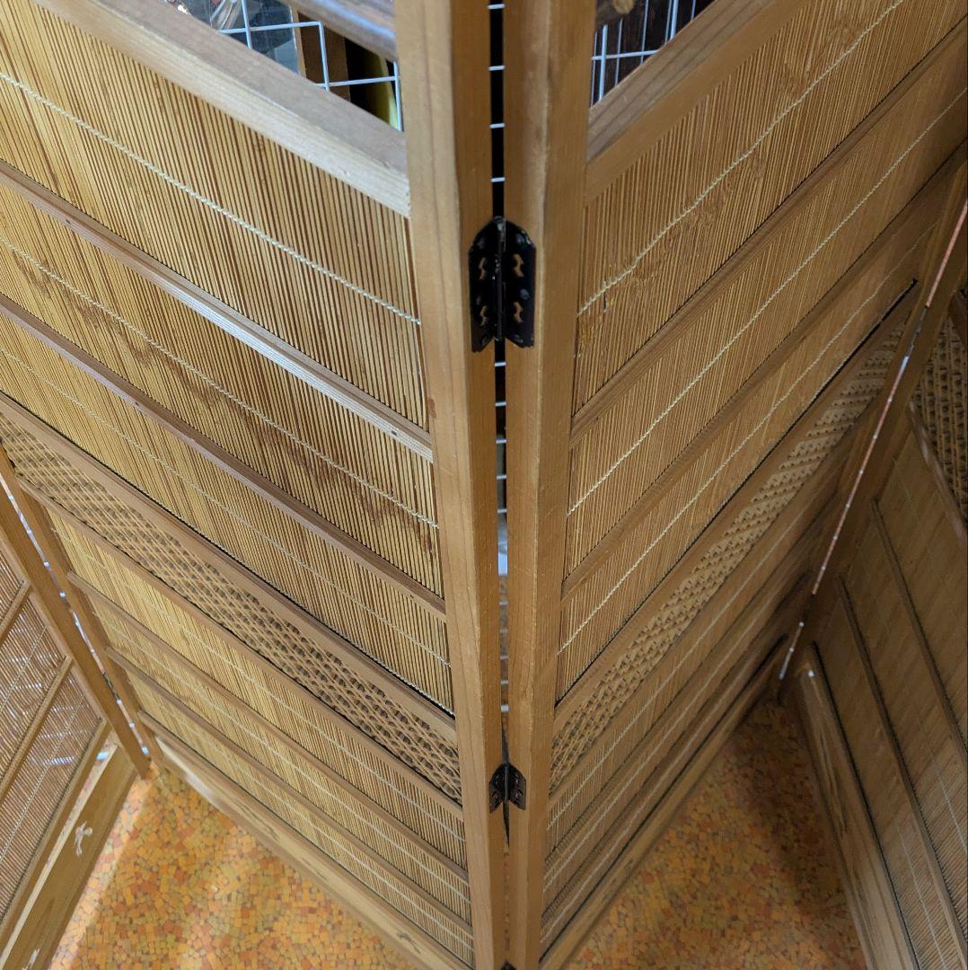 和風 衝立 スクリーン パーティション 間仕切り 4連 衝立天然木 送料無料