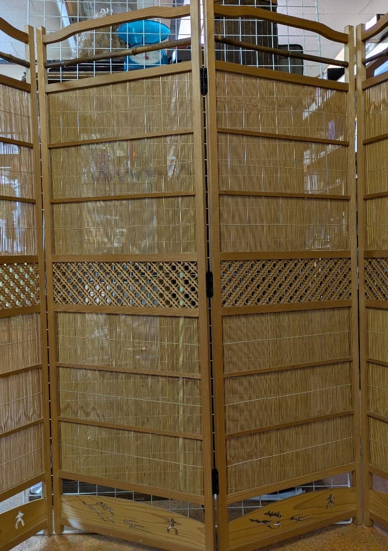 和風 衝立 スクリーン パーティション 間仕切り 4連 衝立天然木 送料無料