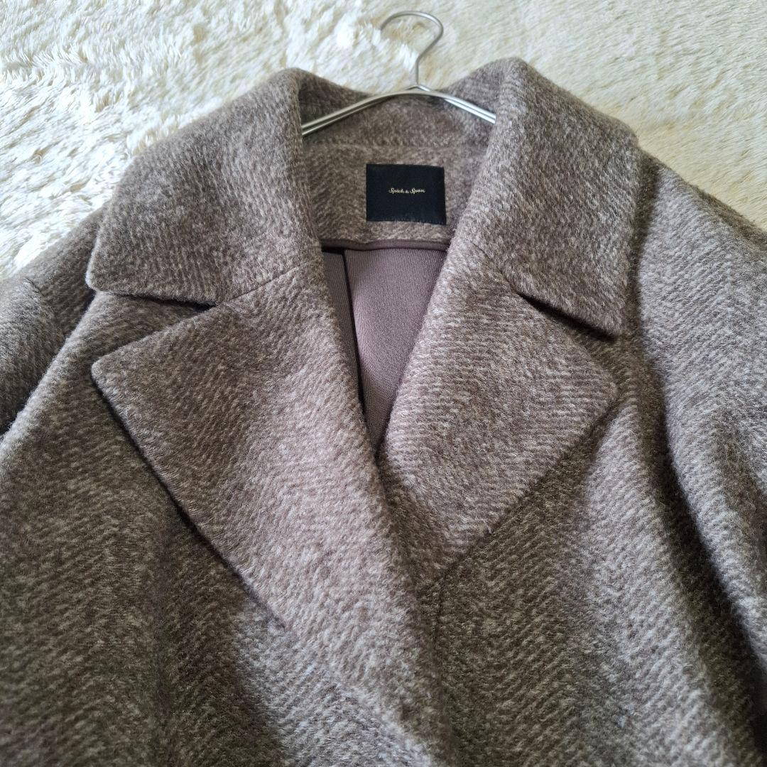 Spick and Span Wスライバーヘリンボーンミドルコート 38