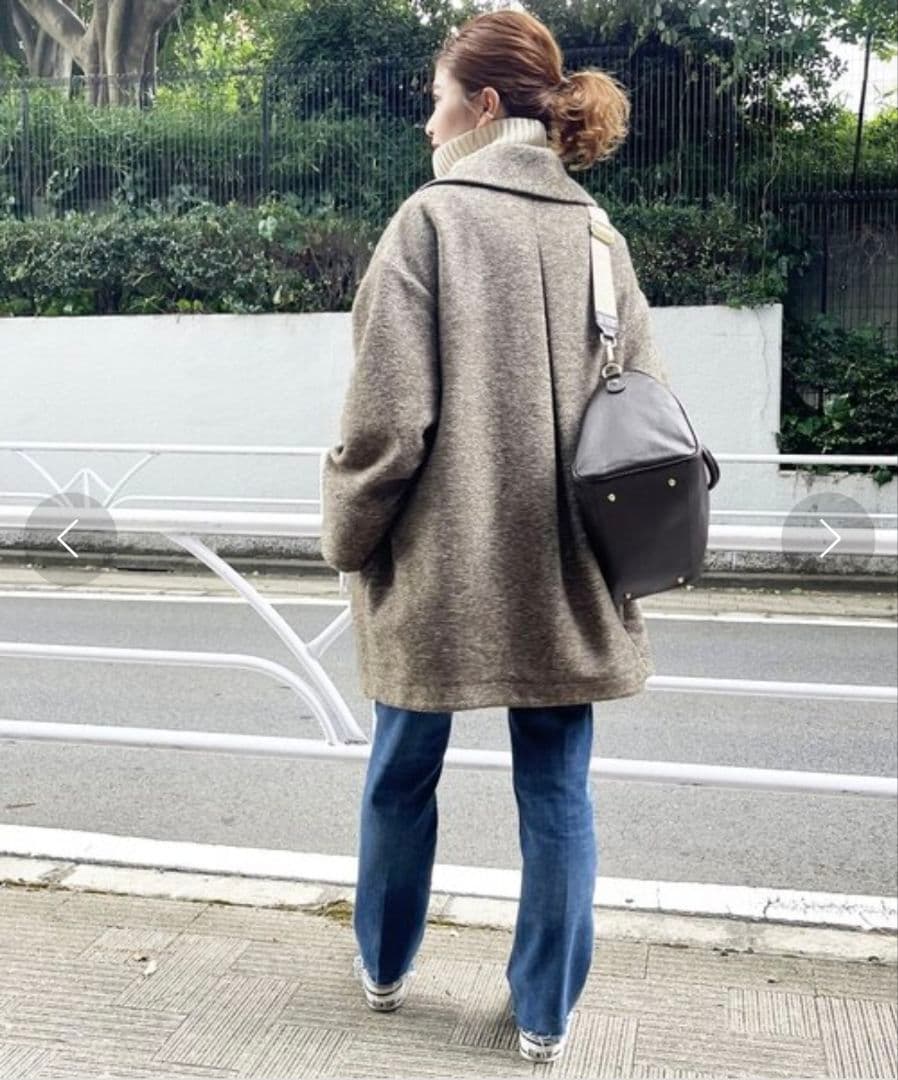 Spick and Span Wスライバーヘリンボーンミドルコート 38