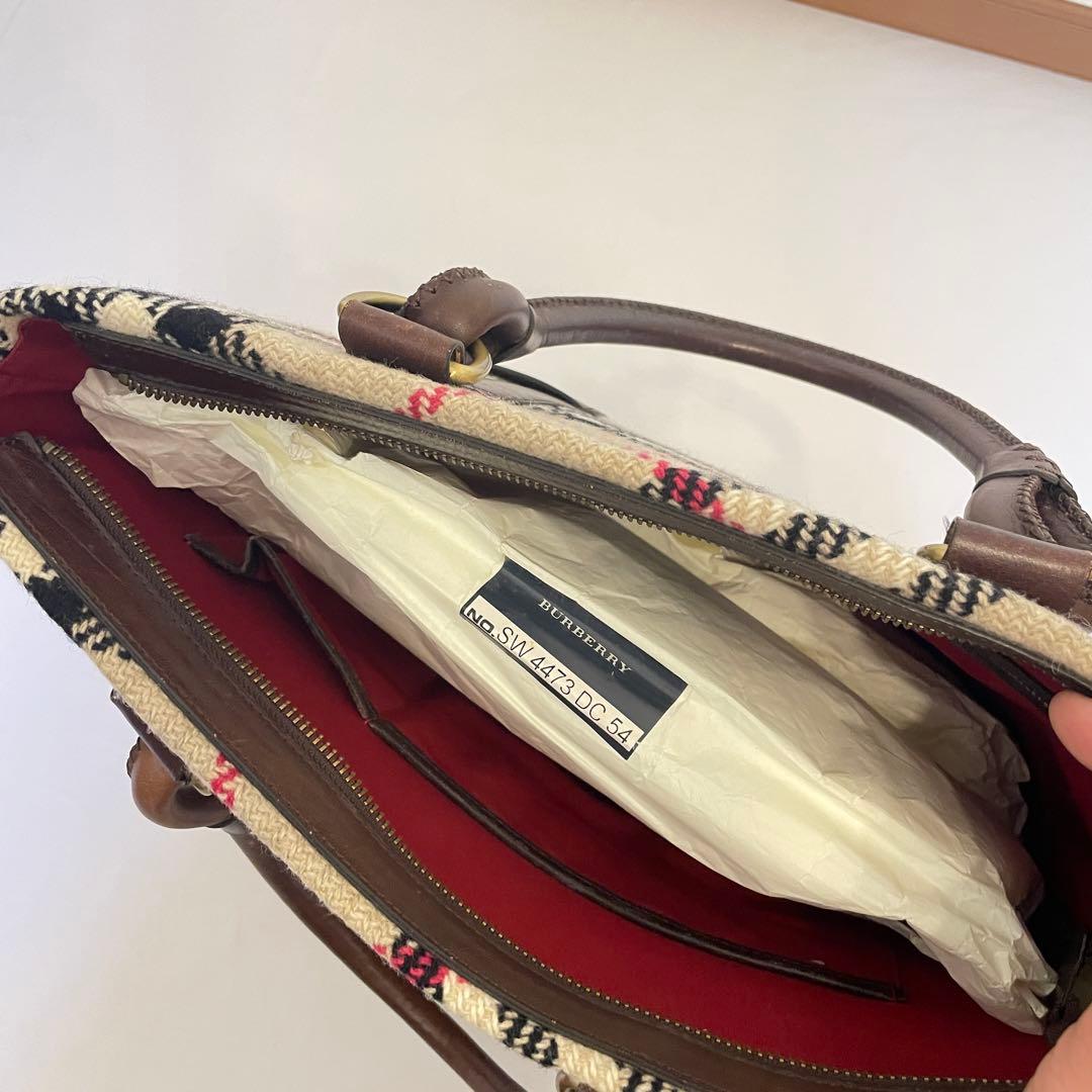 BURBERRY トートバッグ ウール レザー バーバリーチェック