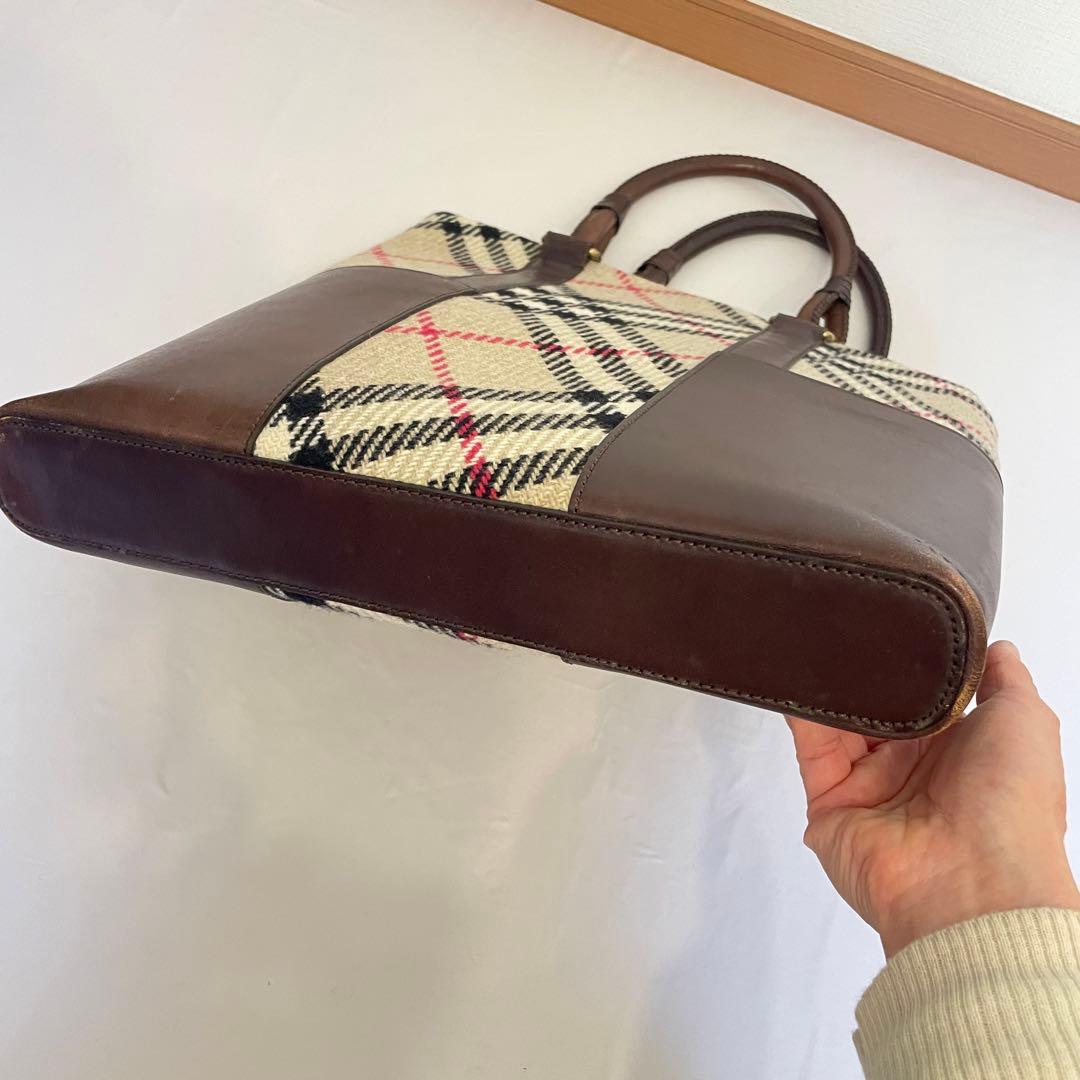 BURBERRY トートバッグ ウール レザー バーバリーチェック