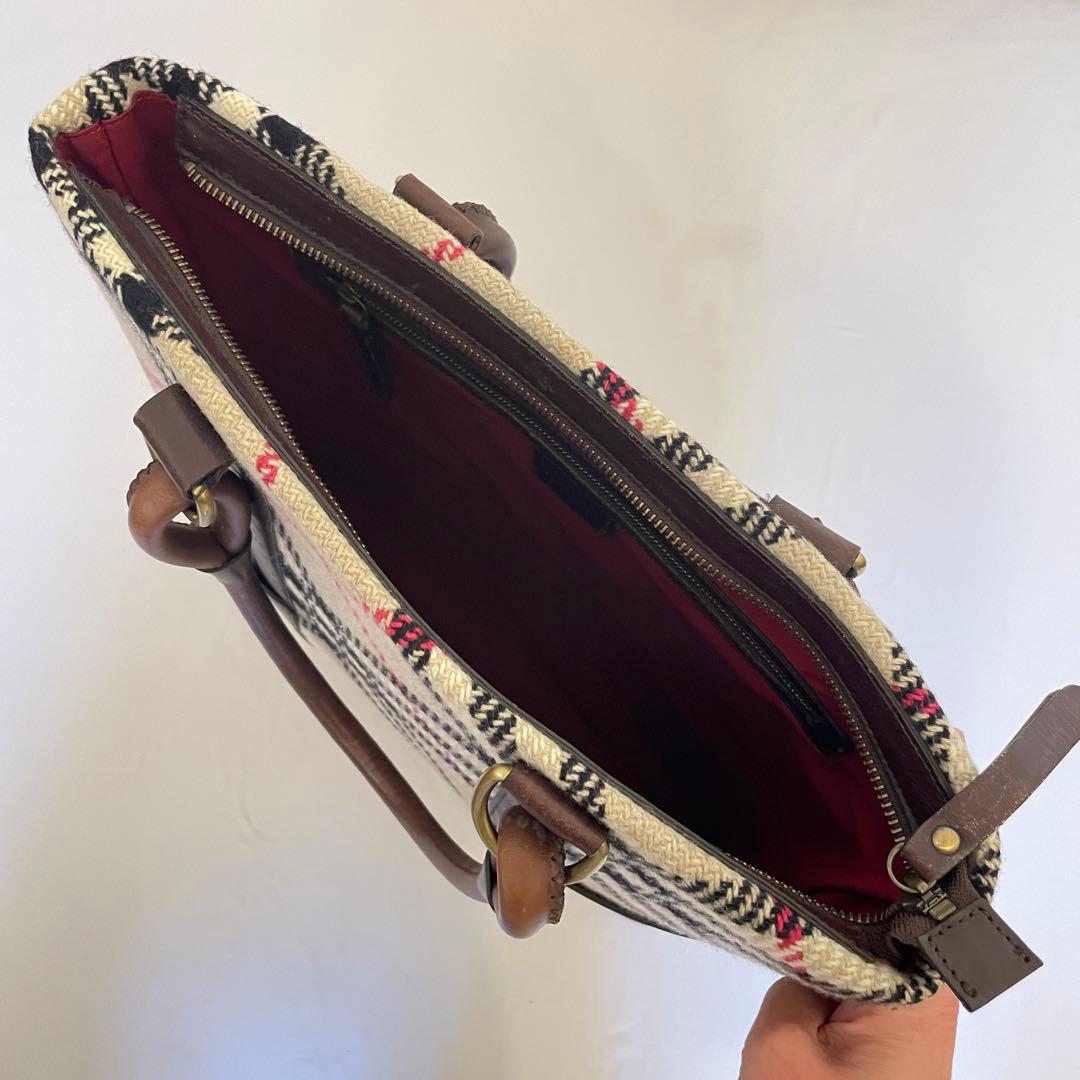 BURBERRY トートバッグ ウール レザー バーバリーチェック