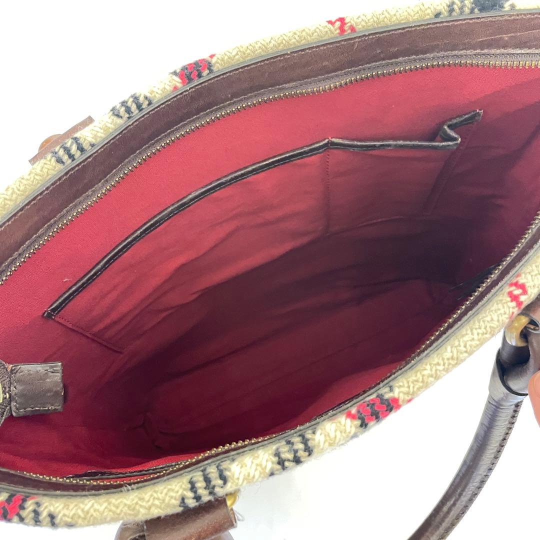 BURBERRY トートバッグ ウール レザー バーバリーチェック