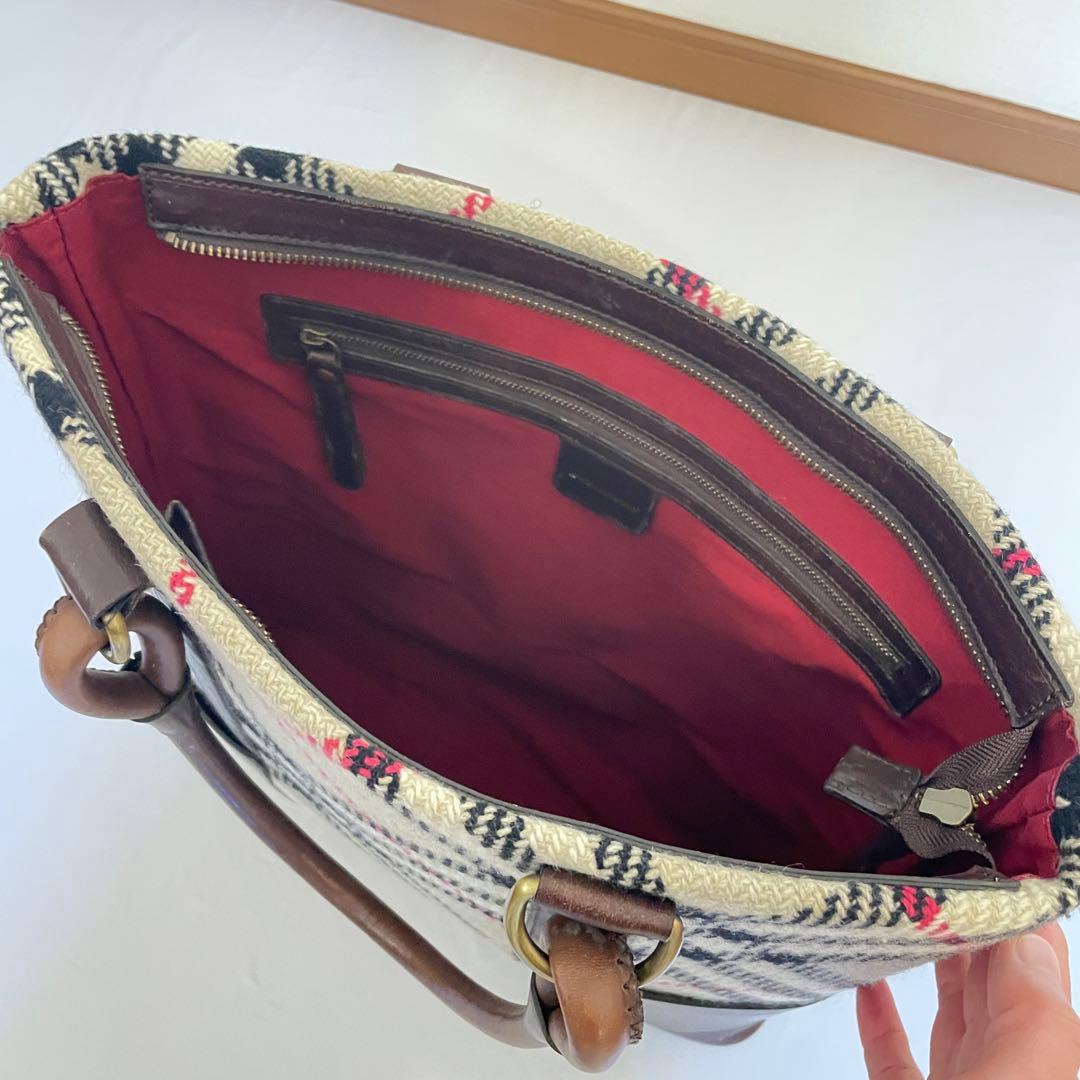 BURBERRY トートバッグ ウール レザー バーバリーチェック