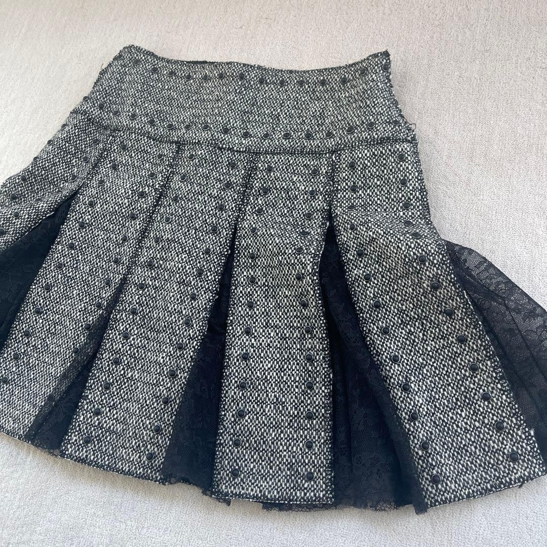 美品　VALENTINO プリーツスカート グレー/ブラック　38サイズ