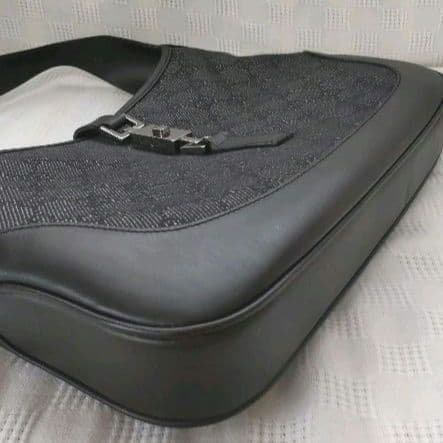 極美品 GUCCI　グッチ　バッグ　ジャッキー　GG柄　キャンバス　レザー
