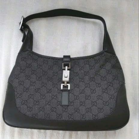 極美品 GUCCI　グッチ　バッグ　ジャッキー　GG柄　キャンバス　レザー