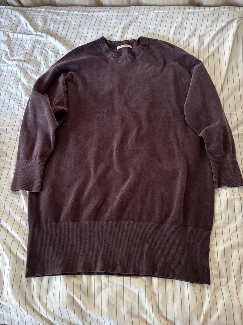 【美品】curensology ニットベロアチュニック／ グレー