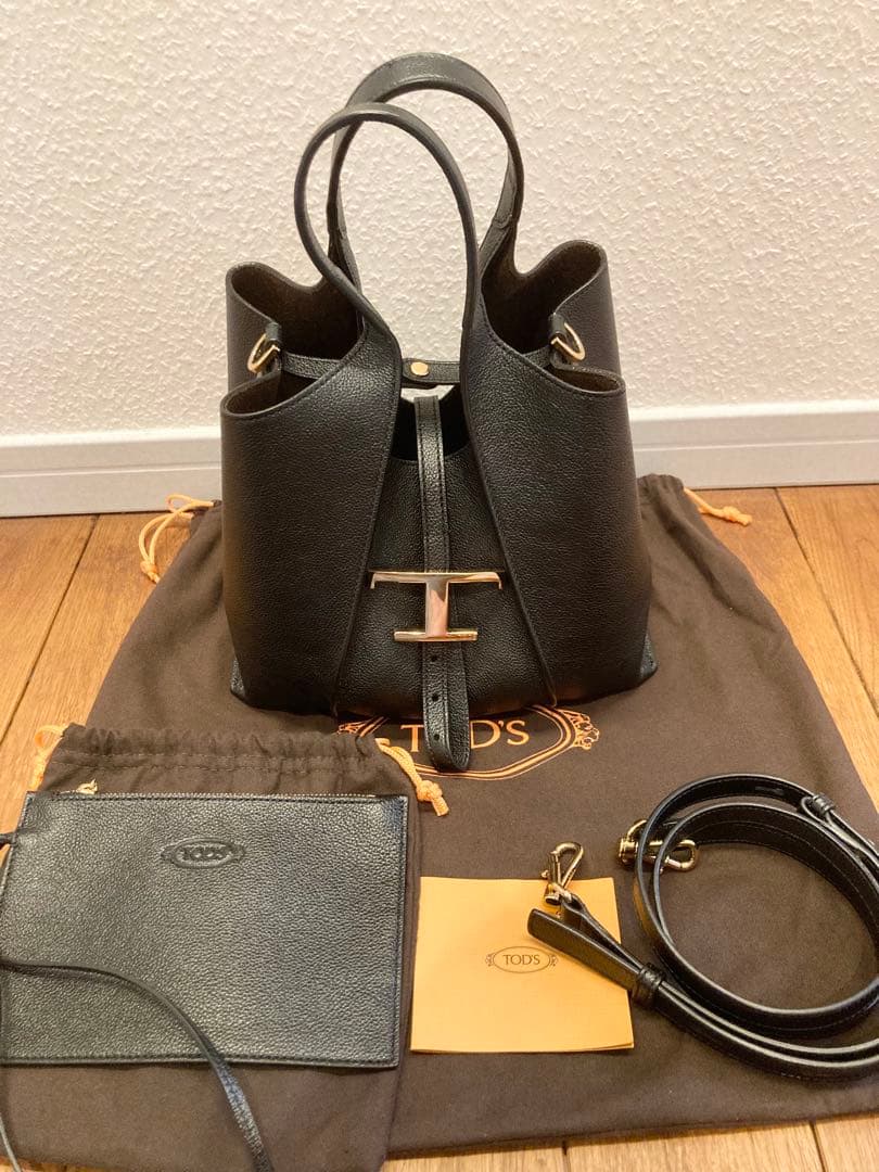 トッズ TOD'S タイムレス ミニ ショッピングバッグ ショルダー ブラック