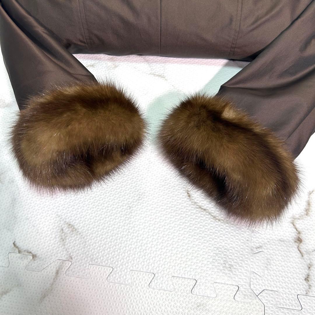 美品✨ロシアンセーブル × シルク混 ロングコート 本毛皮