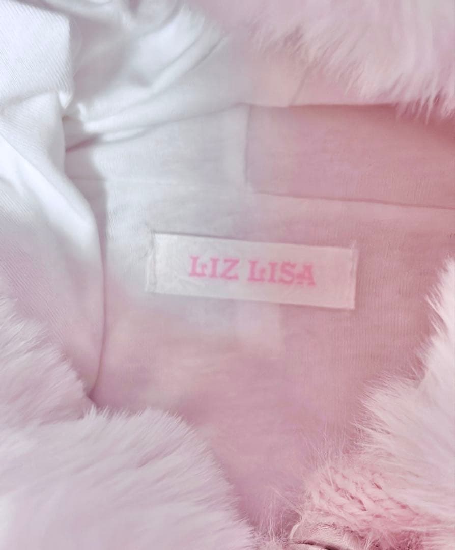 LIZLISA リズリサ ポンポンリボンニットファーポンチョ ピンク