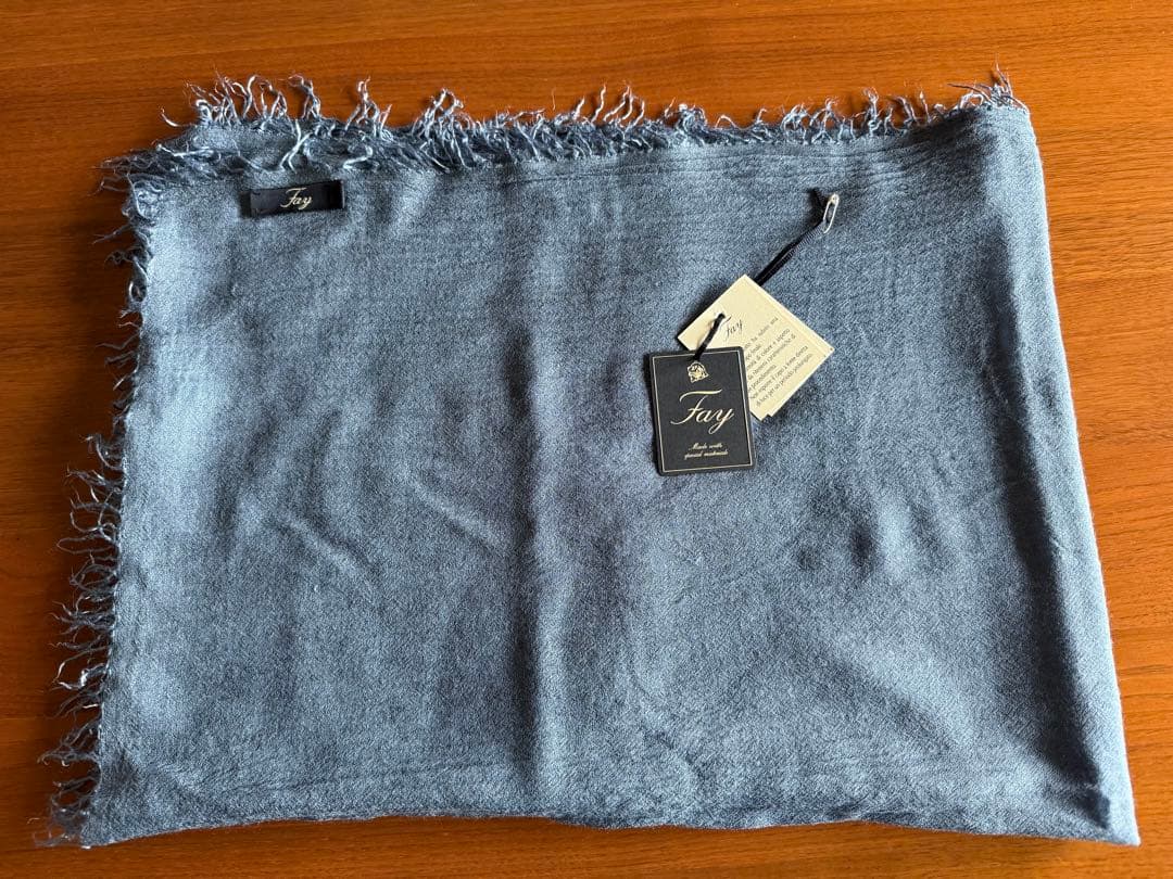 FAY マフラーストール カシミア混 ブルーネイビー