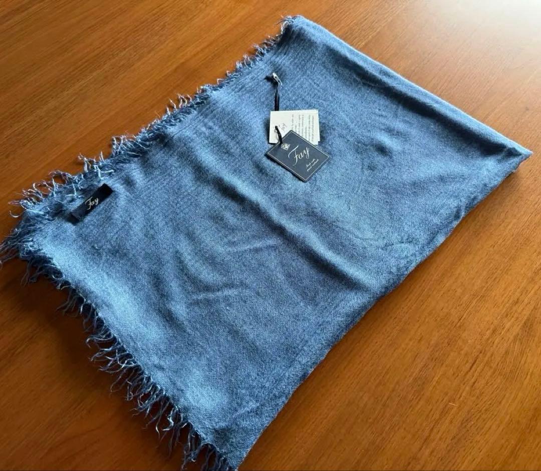 FAY マフラーストール カシミア混 ブルーネイビー