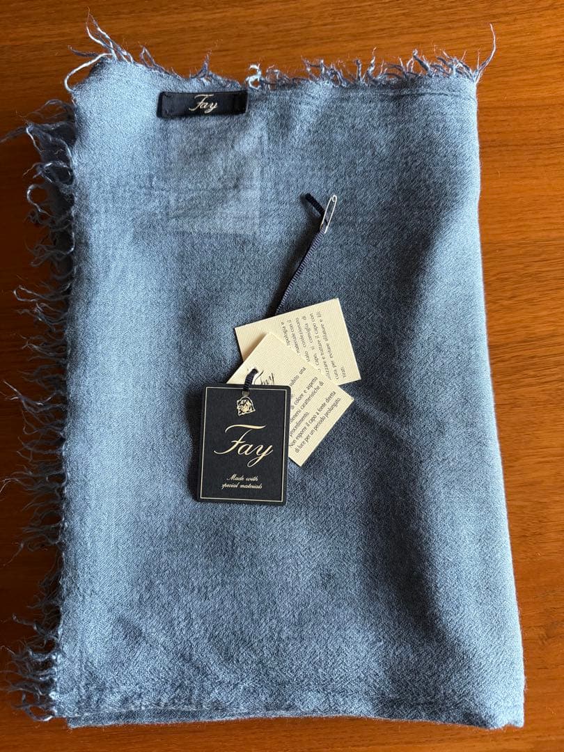 FAY マフラーストール カシミア混 ブルーネイビー