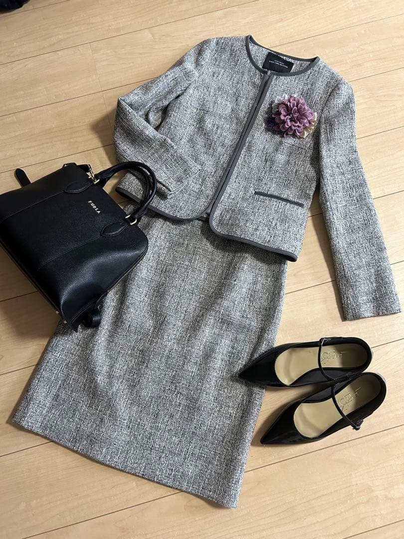 新品未使用【UNITED ARROWS】ツイード ノーカラー スーツ 入学式