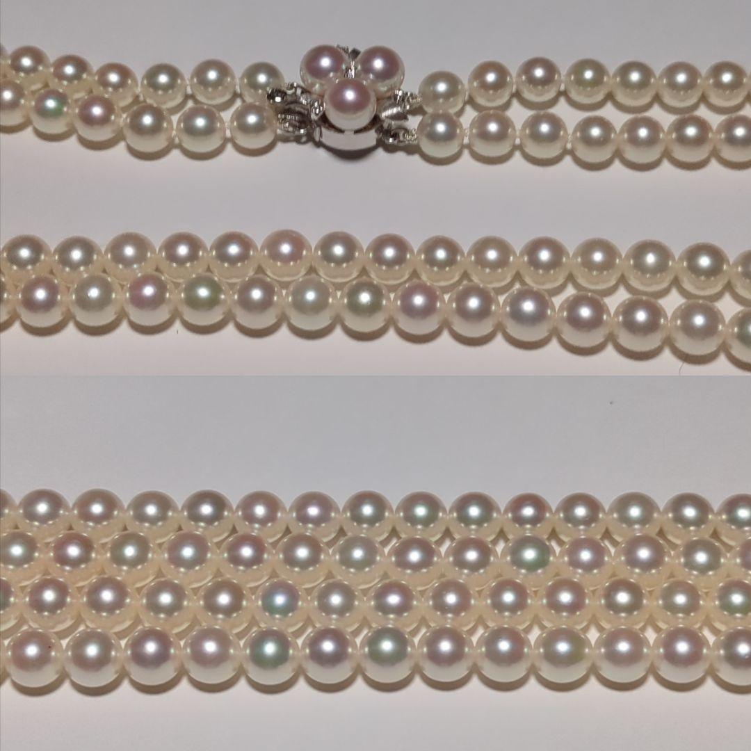 【ミキモト 2連 ダイヤ付】あこや真珠 ネックレス 約6.5-7.0mm 394