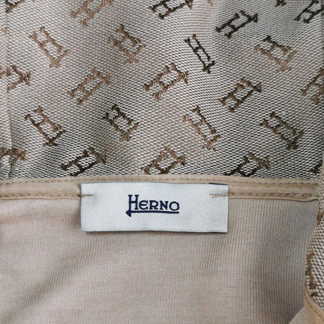 【美品✨】ヘルノ モノグラム フーデッドカーディガン キャメル 42