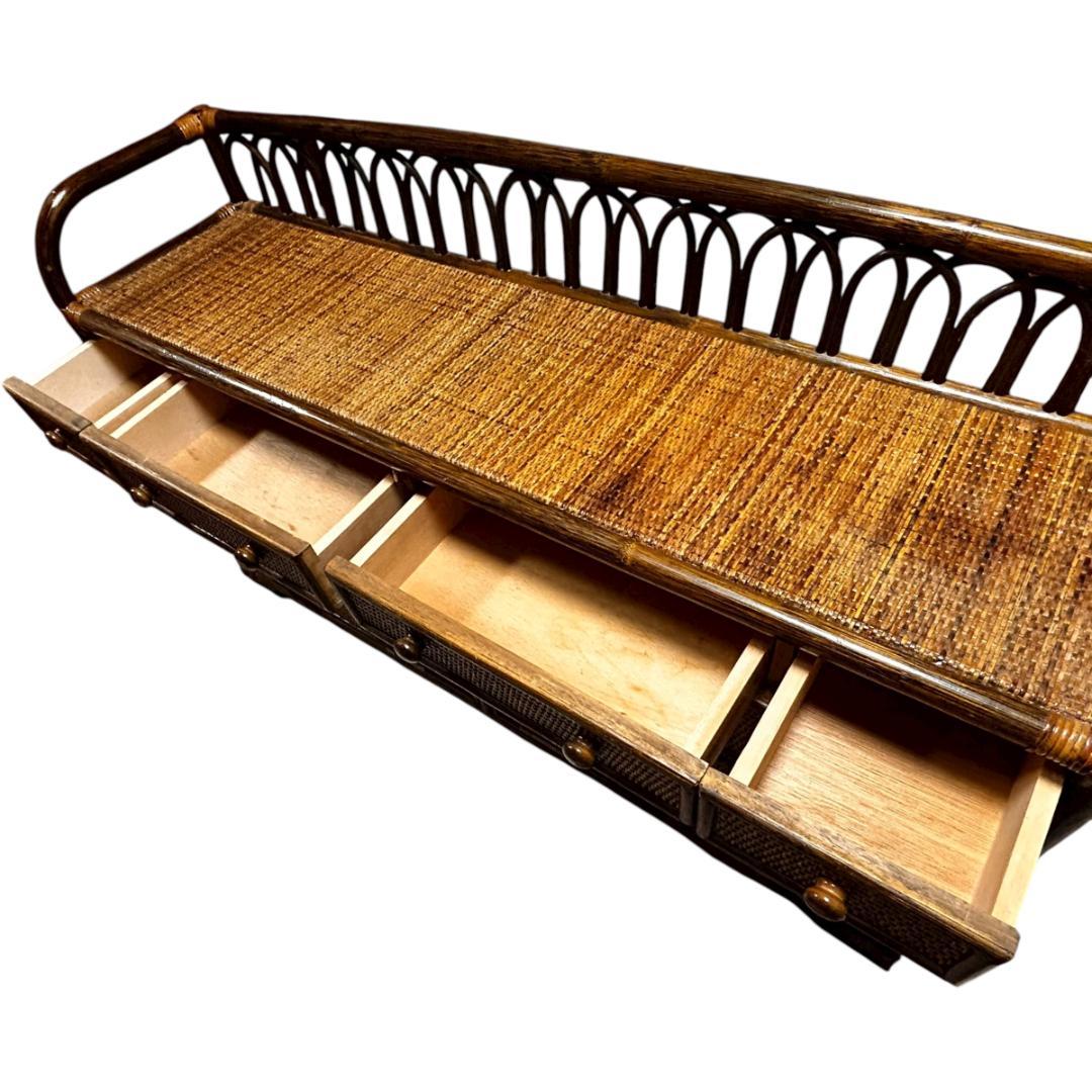 【希少】籐 ラタン チェスト 4段 引き出し10個 アジアン家具 収納タンス