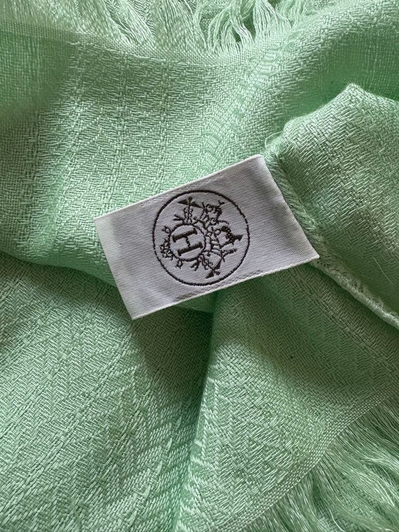 エルメス　カシミヤシルク 大型ストール ミントグリーン