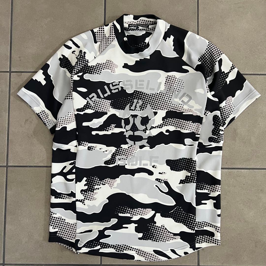 Russeluno ラッセルノ　モックネック　ダンボールニット　半袖シャツ　迷彩