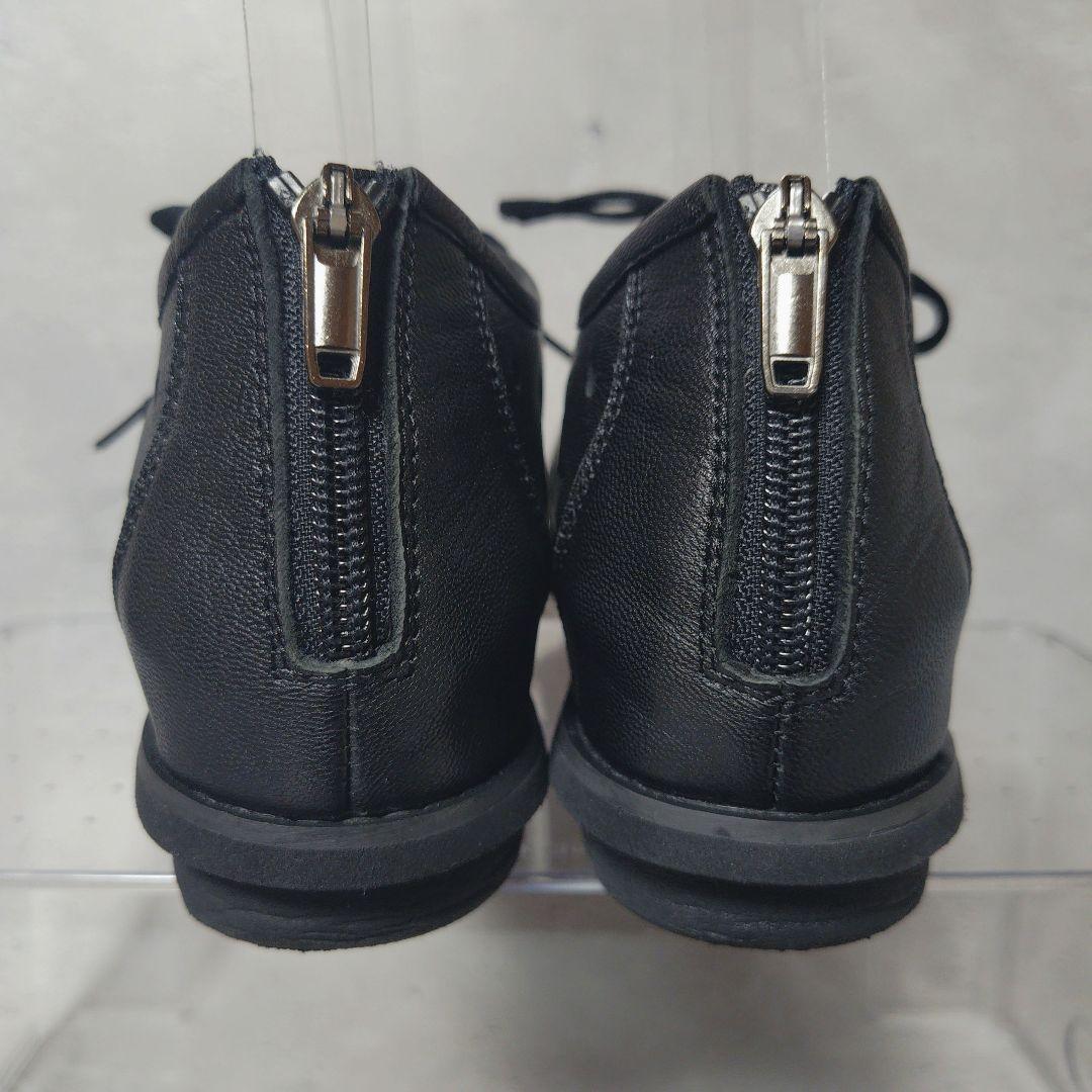 人気デザイン 未使用級 慈雨【23.5】本革 メッシュ バックジップ スニーカー