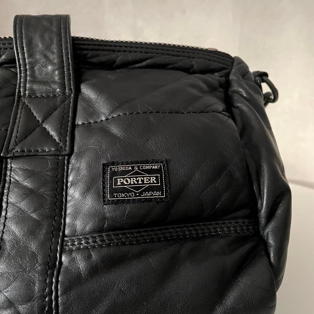 希少 PORTER TANKER 伊勢丹限定 レザー ダッフルバッグ Black
