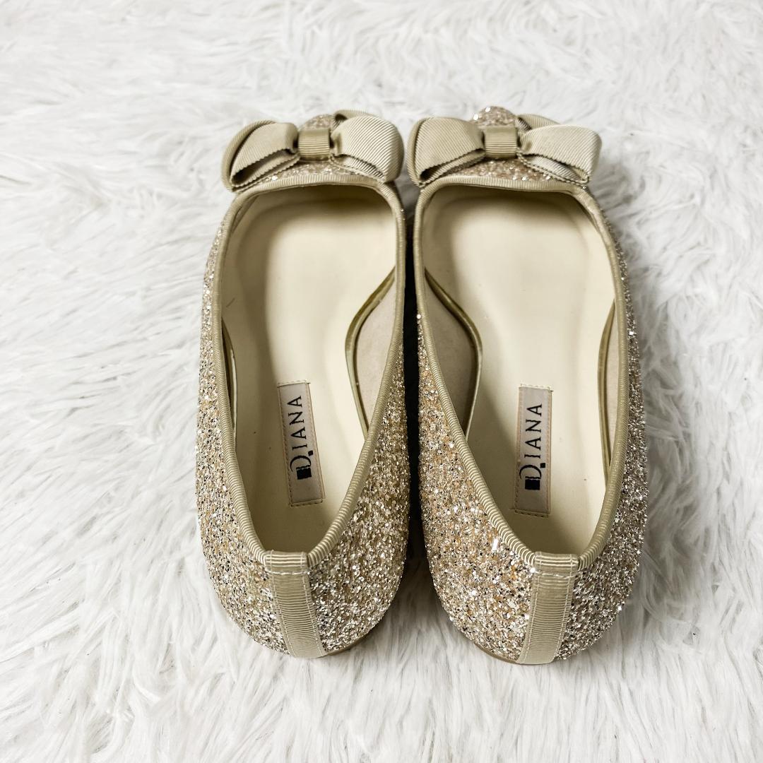 【未使用品】DIANA ダイアナ グログラン リボン グリッター パンプス 24