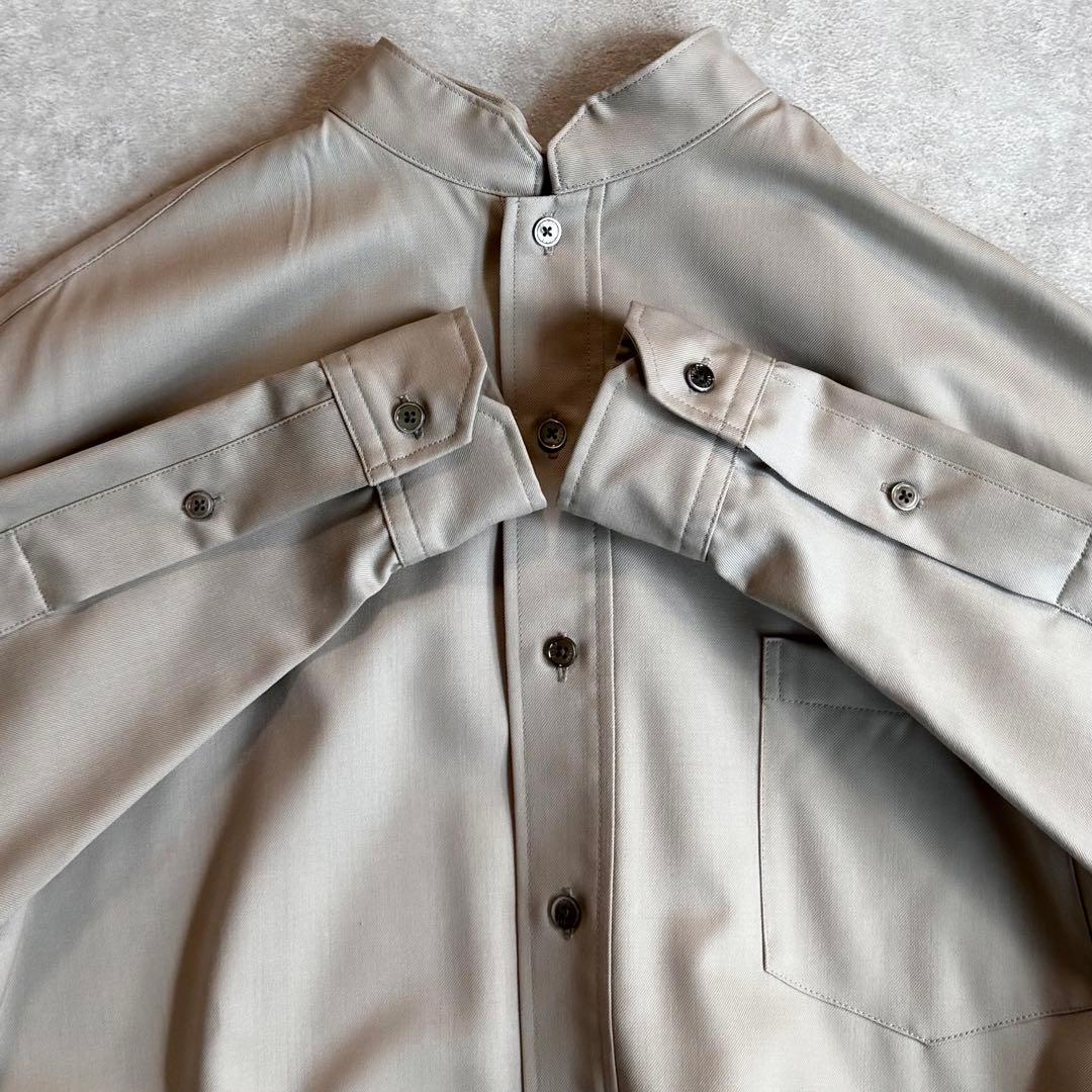 美品 ティッカ ウォッシャブルウールシャツワンピース 近年モデル スタンドカラー