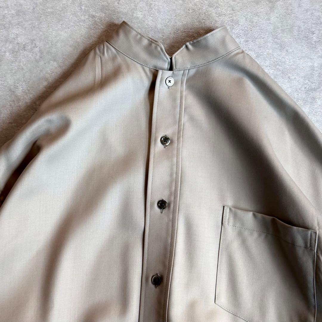 美品 ティッカ ウォッシャブルウールシャツワンピース 近年モデル スタンドカラー