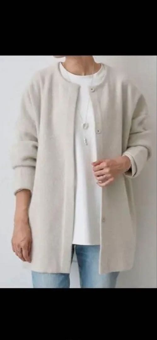 値下げしました！ ビアズリー 洗えるニットコート アイボリー