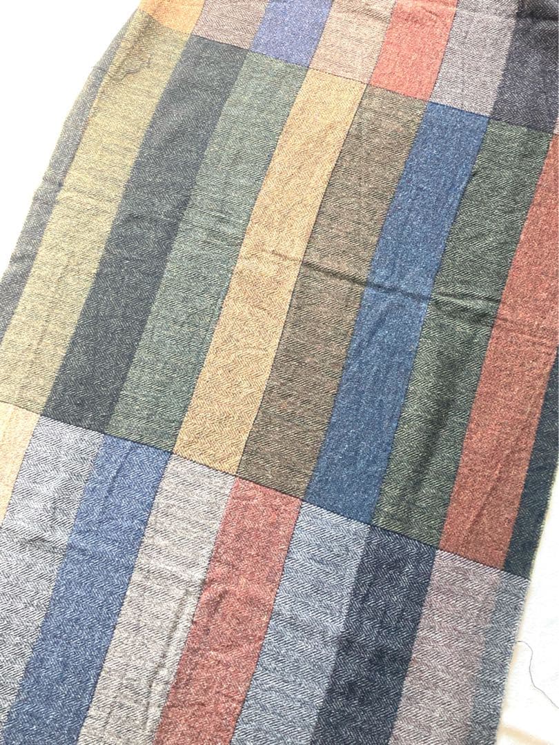 コムデギャルソンオムドゥ　切りっぱなし加工　ツイード切替　大判ストール　美品