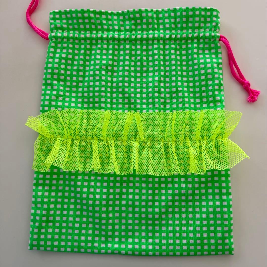 入園入学セット レッスンバッグ お着替え袋 上履き入れ フリル ネオン 女の子
