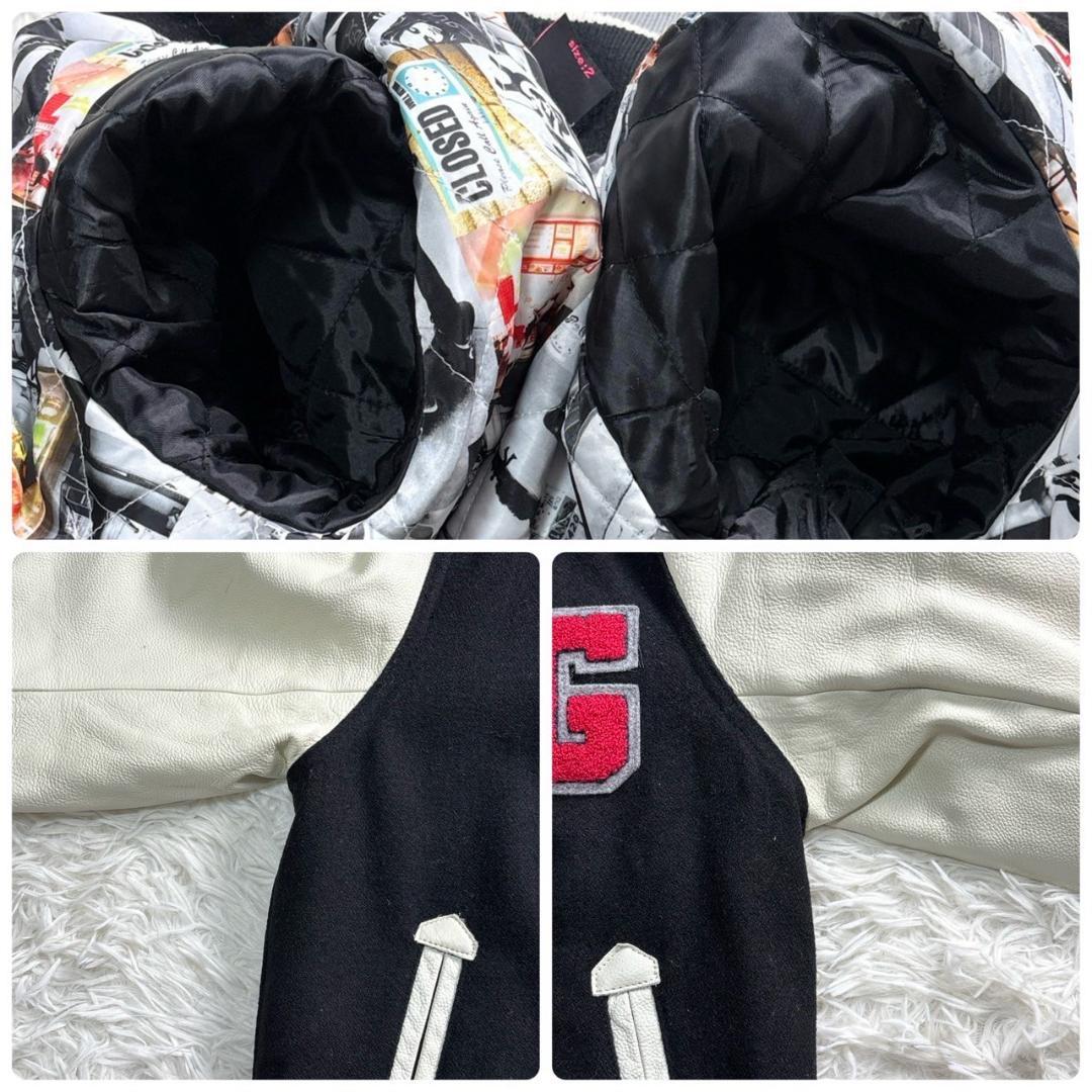 X-girl　スタジャン 黒/白　サイズ2 M相当 ワッペン レザー