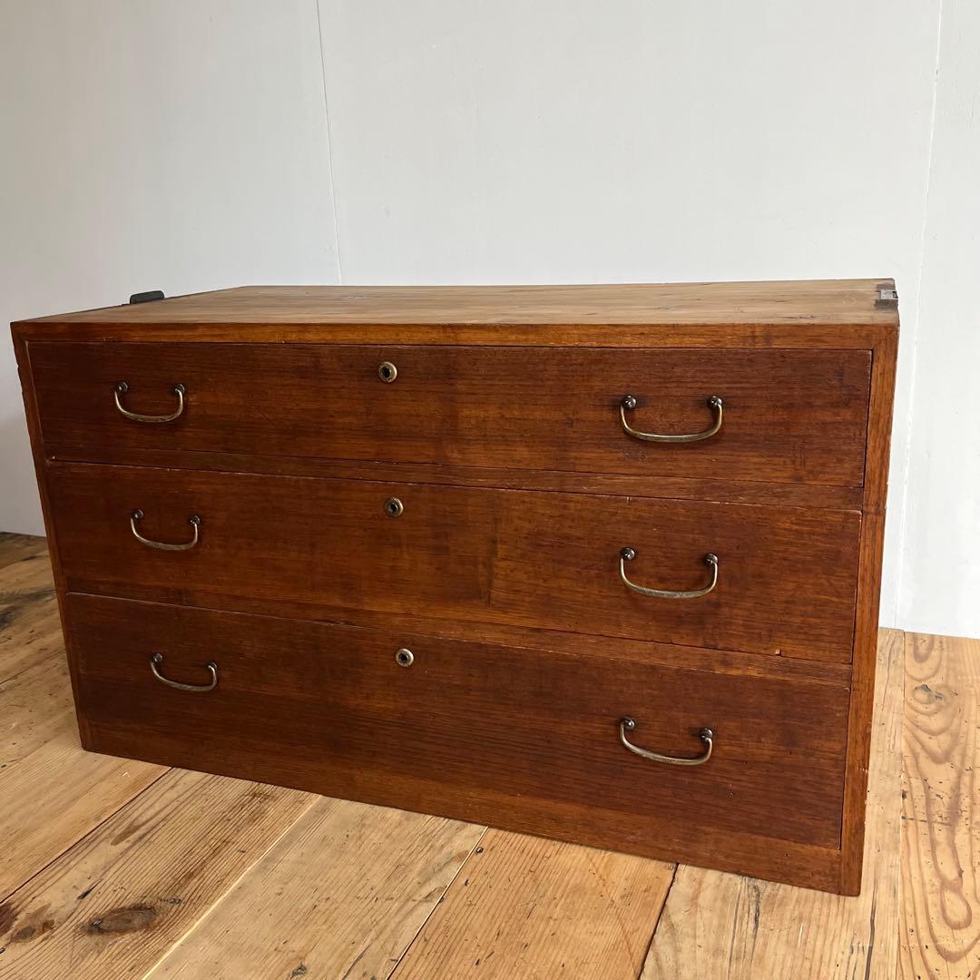 アンティーク 3段 タンス チェスト テレビ台 ローボード 展示台 無垢材