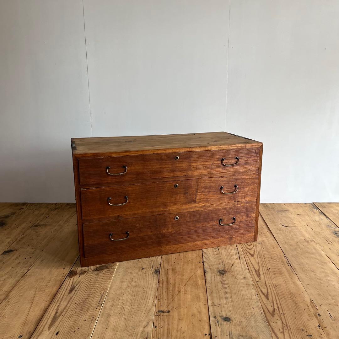 アンティーク 3段 タンス チェスト テレビ台 ローボード 展示台 無垢材