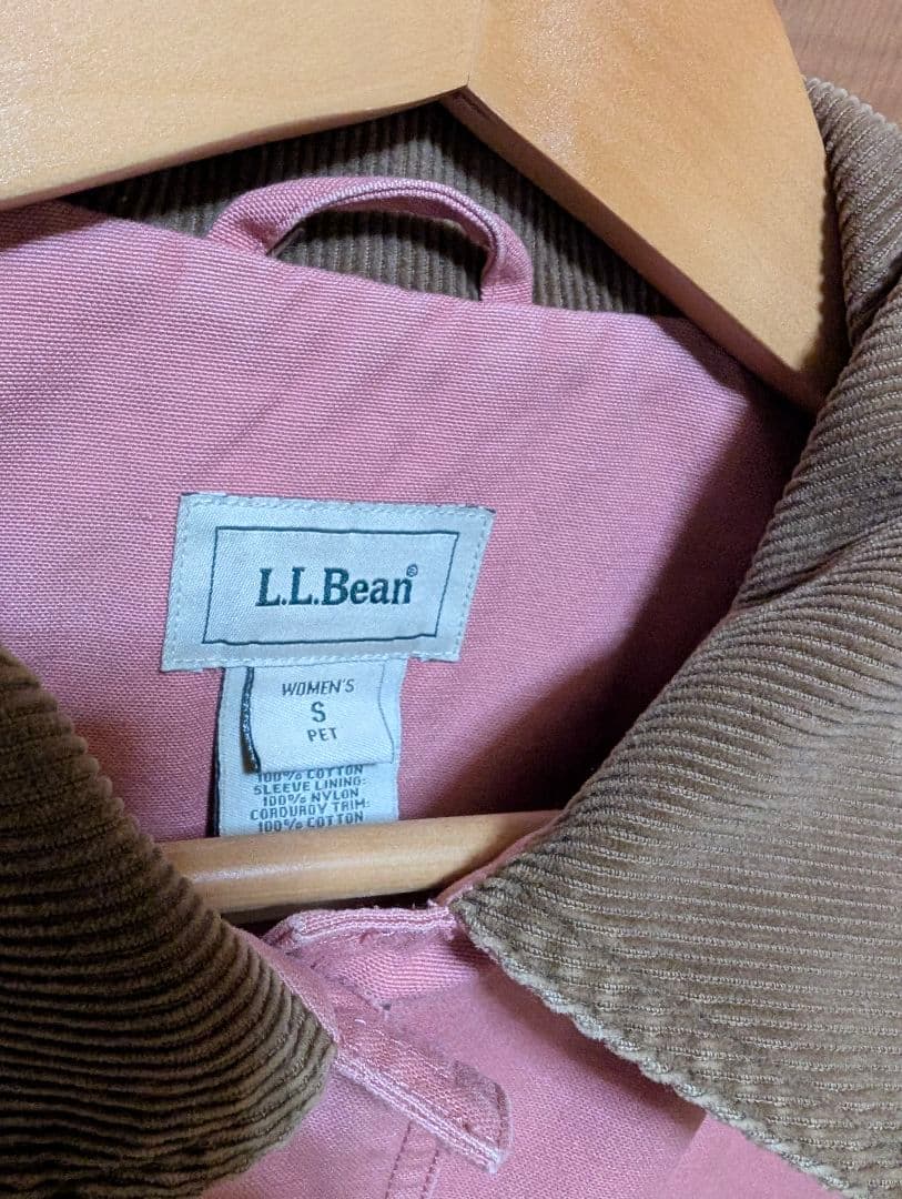 L.L.Bean フィールドコート サーモンピンク コーデュロイ襟付き