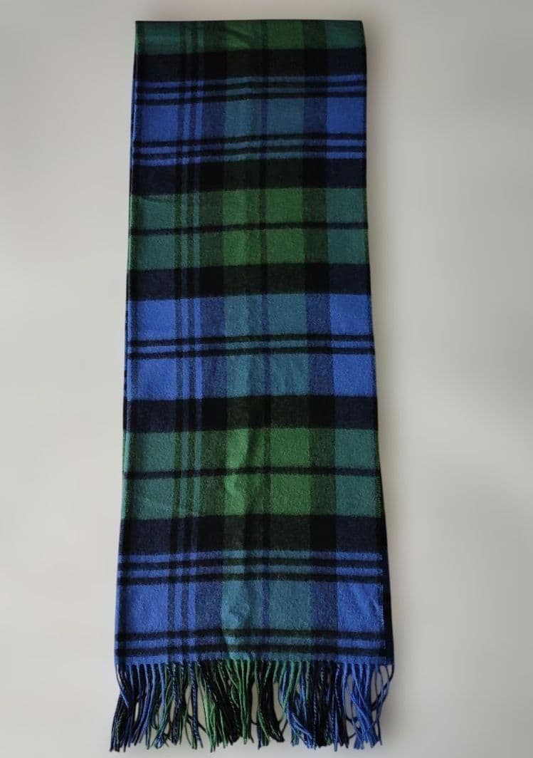 ツイードミル　ウール　 ストール　BLU/GRN