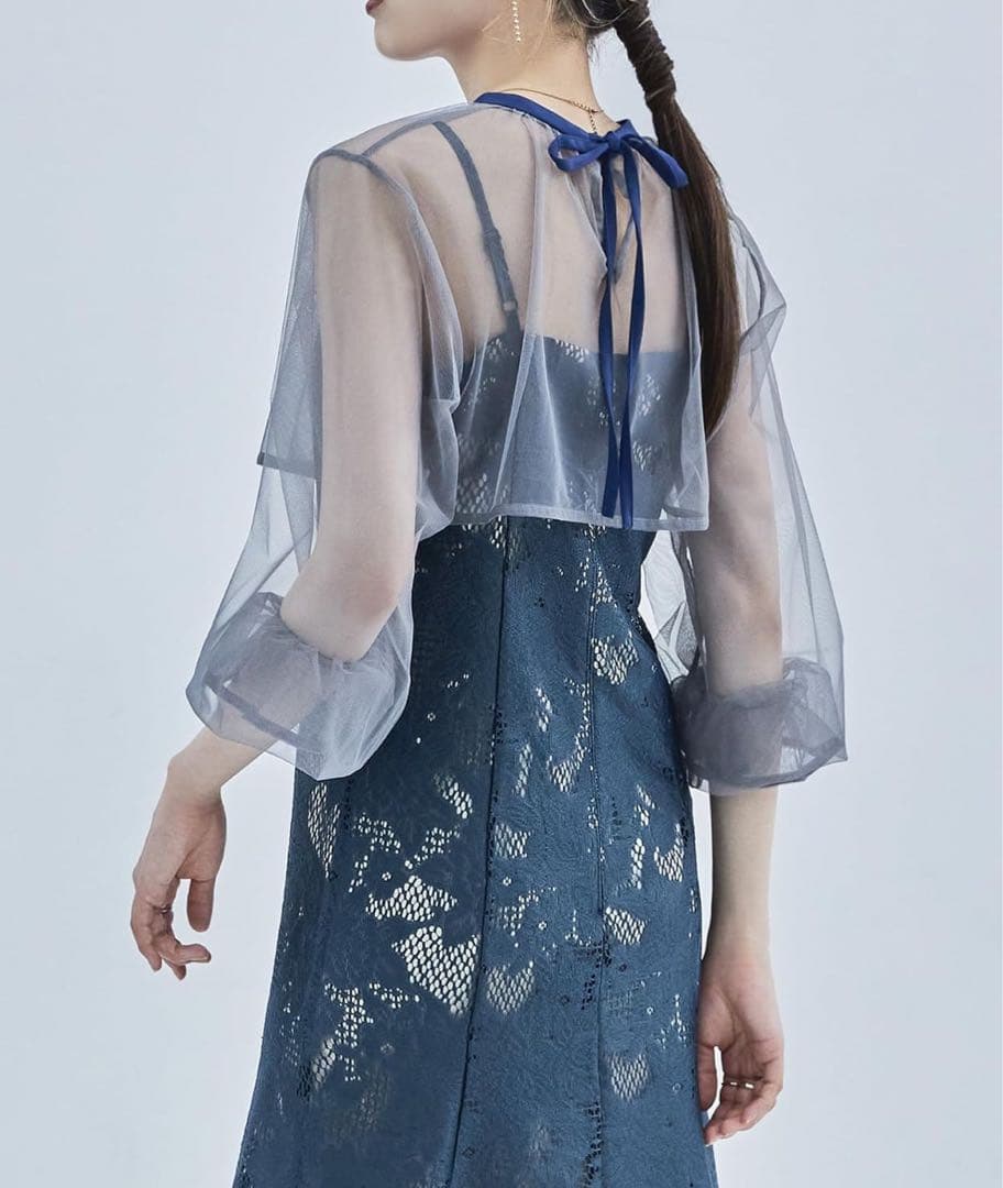 シフォンボレロ&レースキャミドレス　ブルー　※2月末までの出品です