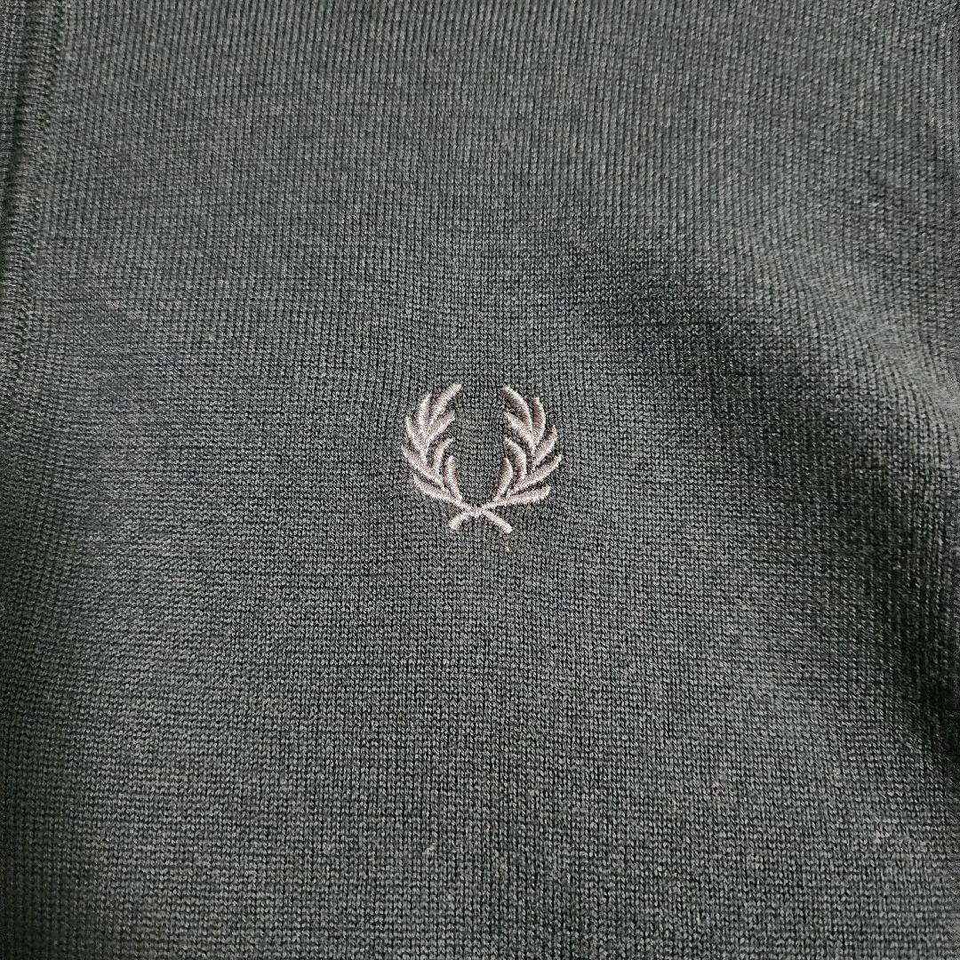 極美品 フレッドペリー ワンポイントロゴ刺繍 リブニットポロシャツ