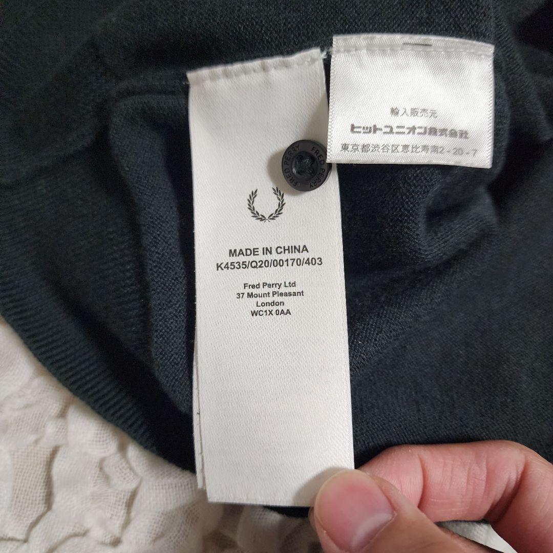 極美品 フレッドペリー ワンポイントロゴ刺繍 リブニットポロシャツ
