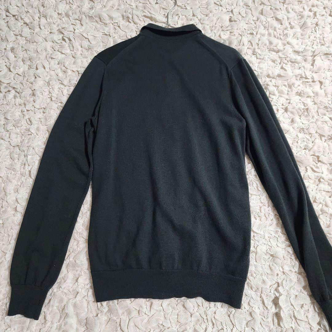 極美品 フレッドペリー ワンポイントロゴ刺繍 リブニットポロシャツ